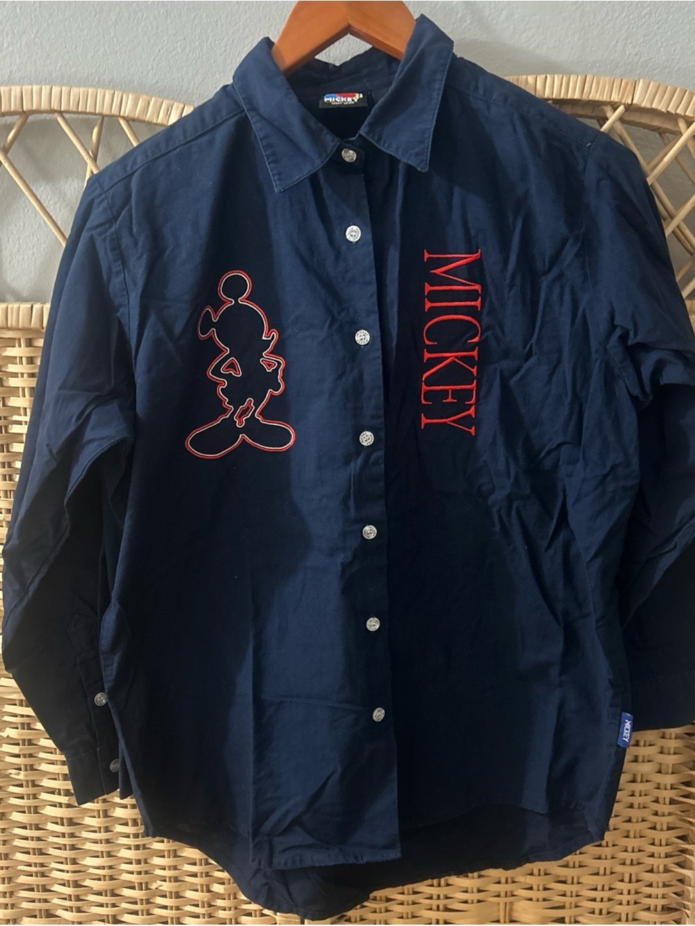 Vintage Jerry Leigh Mickey Navy Ladies Long Sleeve 100 Cotton Size Small